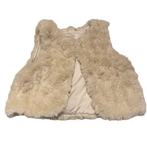 Faux Fur Vest Cream Color Girls Kids Size 3-4 Year Old